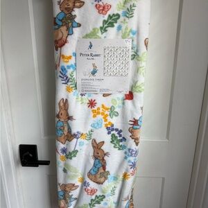 Peter Rabbit Beatrix Potter cozy floral throw blanket NEW Easter kids baby gift